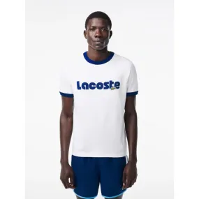 T-shirt imprimé logo bleu blanc homme - Lacoste | wimod